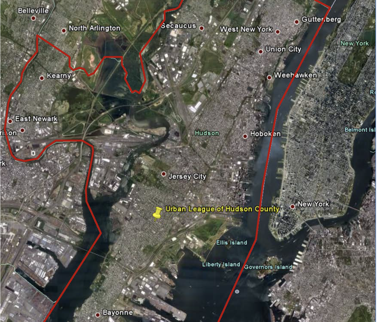 Urban League of Hudson County map