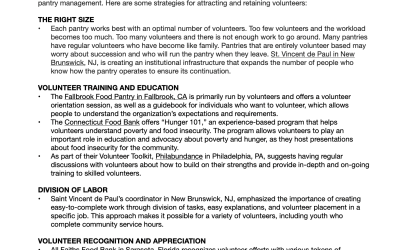 Emergency Food System Challenges: Attracting & Retaining Volunteers