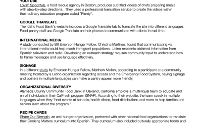 Emergency Food System Challenges: Language and Cultural Differences