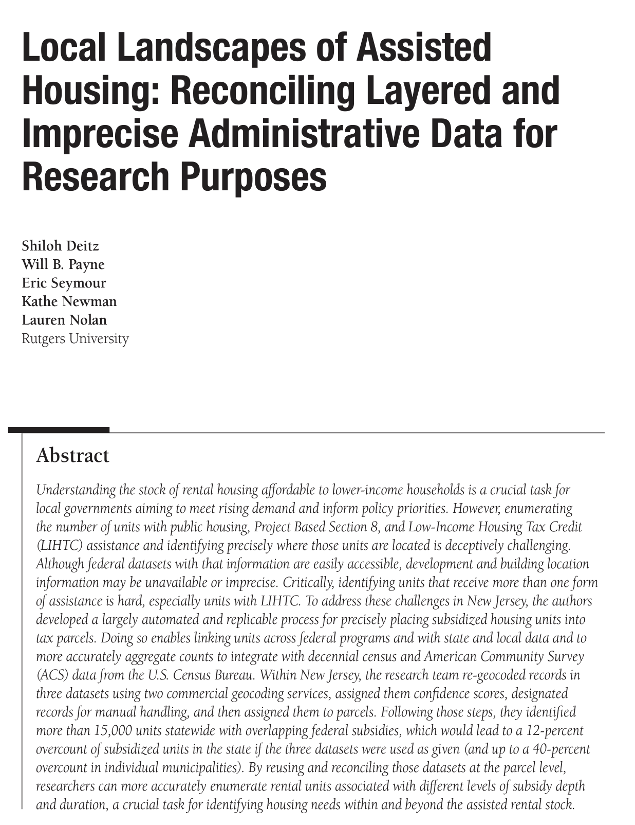 affordable rental housing New Jersey Rutgers