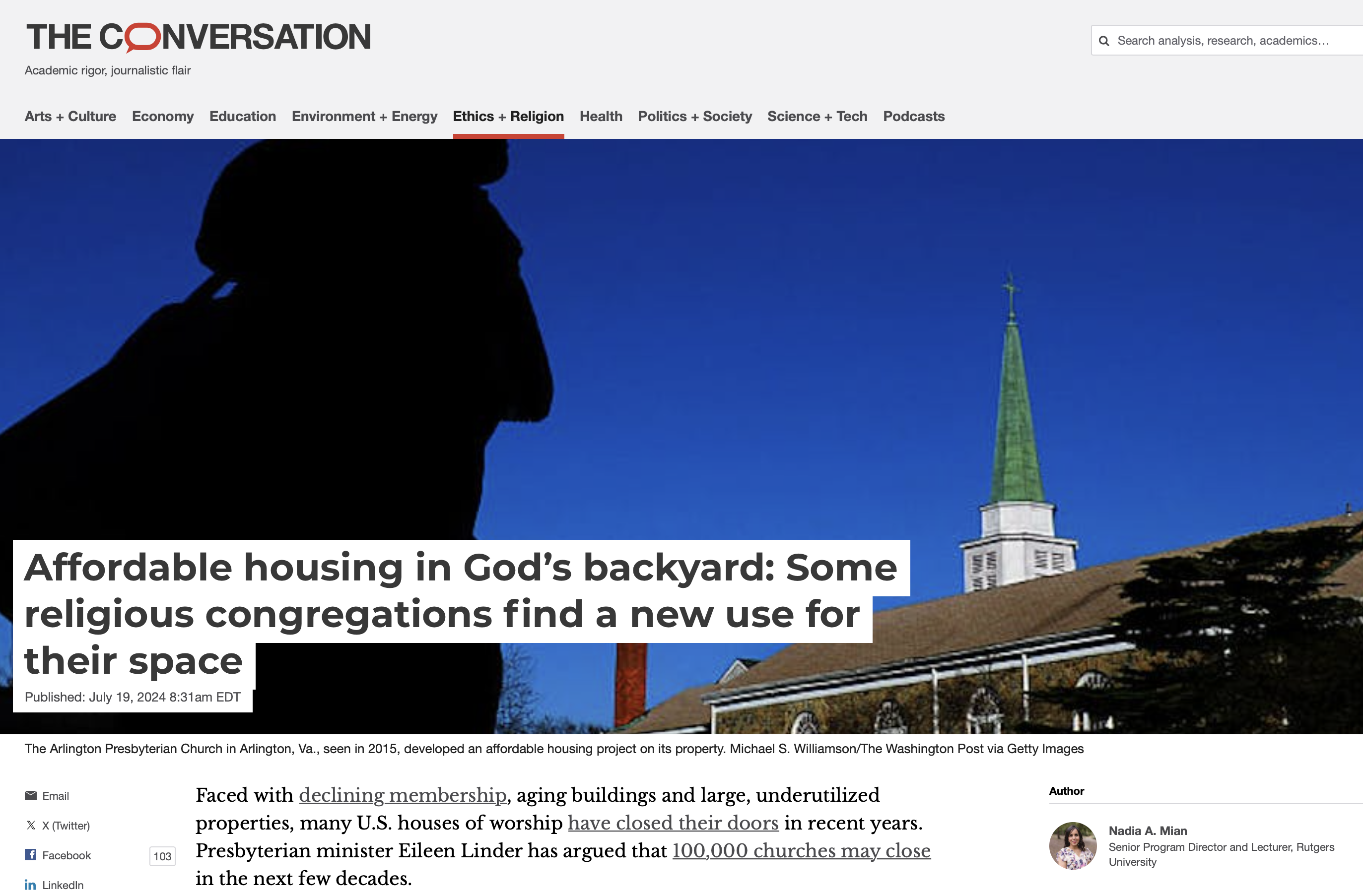 Nadia Mian Rutgers faith church affordable housing